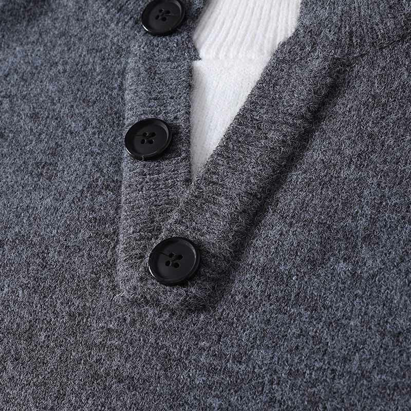 Winterpullover mit Buddha Stones, Knöpfen und Rundhalsausschnitt, warmer Herren-Langarmstrickpullover - image 3