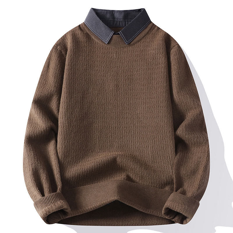 Winterlicher Herren-Strickpullover mit Buddha Stones -Motiv und Stehkragen, langärmelig - Sienna - US/ UK/AU44, EU54 (4XL) - image 0