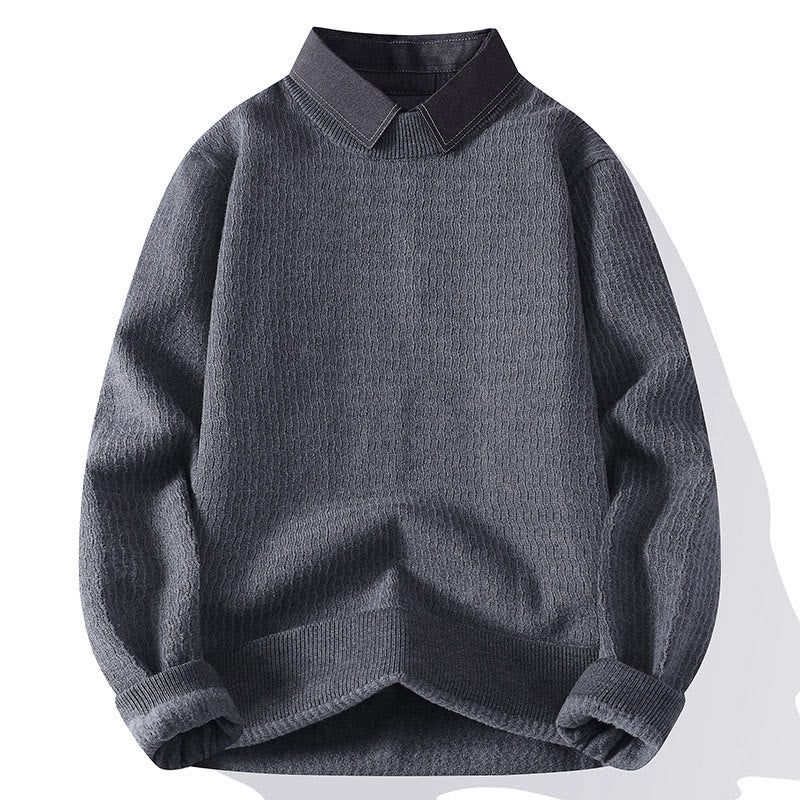Winterlicher Herren-Strickpullover mit Buddha Stones -Motiv und Stehkragen, langärmelig - Grau - US/ UK/AU44, EU54 (4XL) - image 8
