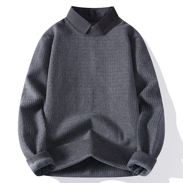 Winterlicher Herren-Strickpullover mit Buddha Stones -Motiv und Stehkragen, langärmelig - Grau - US/ UK/AU44, EU54 (4XL) - image 8