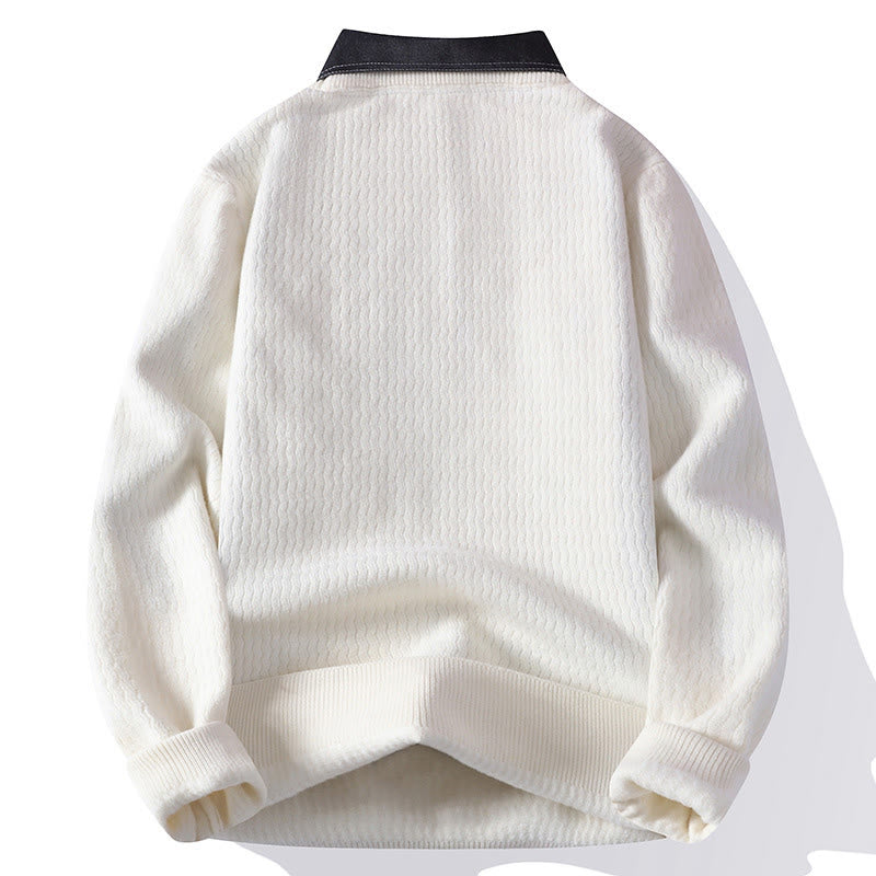 Winterlicher Herren-Strickpullover mit Buddha Stones -Motiv und Stehkragen, langärmelig - image 3