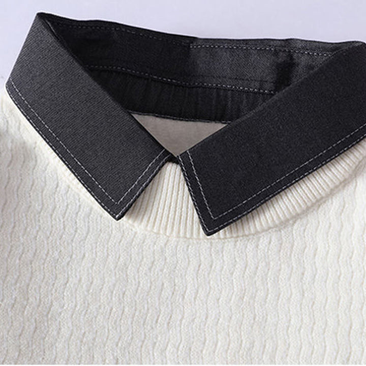 Winterlicher Herren-Strickpullover mit Buddha Stones -Motiv und Stehkragen, langärmelig - image 4