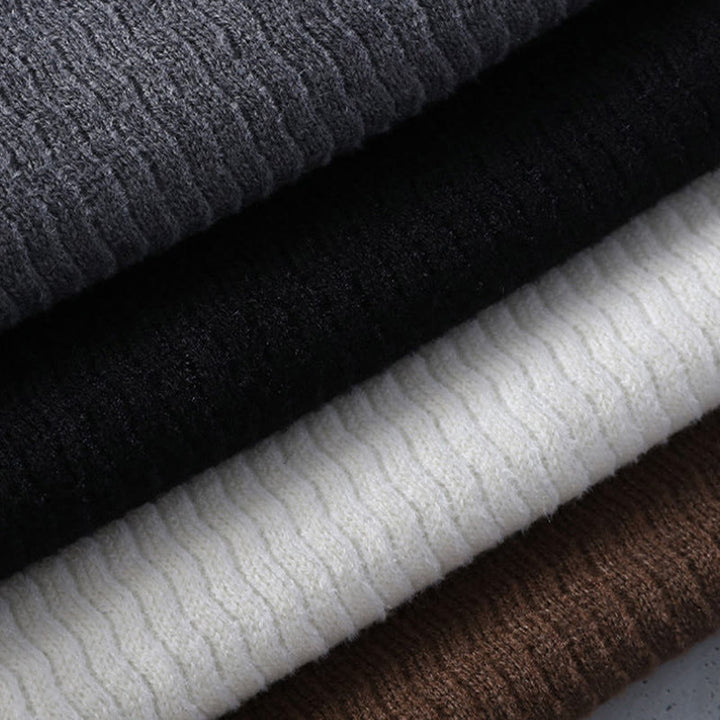 Winterlicher Herren-Strickpullover mit Buddha Stones -Motiv und Stehkragen, langärmelig - image 10