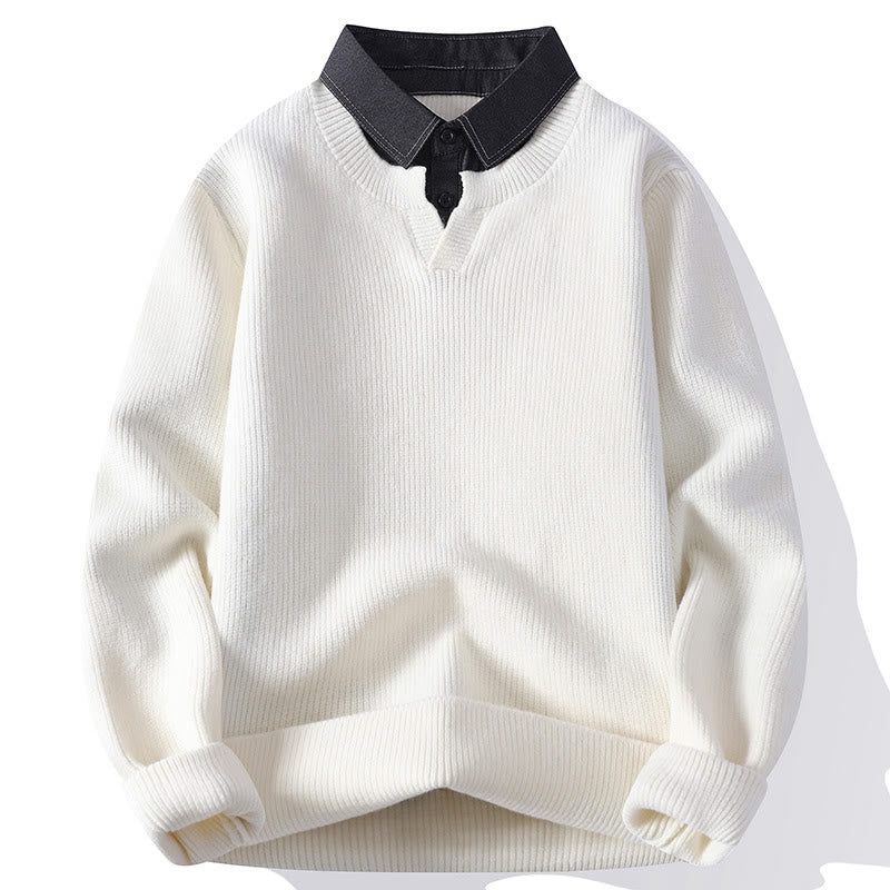 Winterpullover mit Buddha Stones, schwarzem Stehkragen, warmem Design und langen Ärmeln für Herren - Weiß - US/ UK/AU44, EU54 (4XL) - image 8