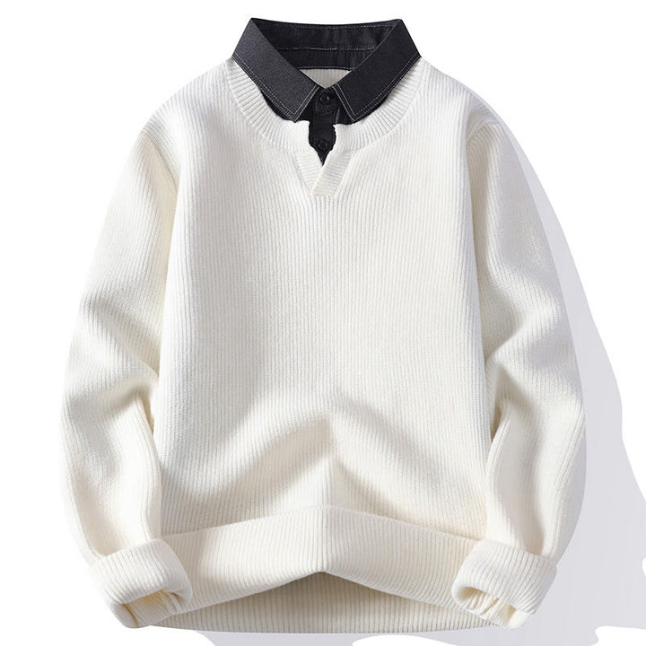 Winterpullover mit Buddha Stones, schwarzem Stehkragen, warmem Design und langen Ärmeln für Herren - Weiß - US/ UK/AU44, EU54 (4XL) - image 8