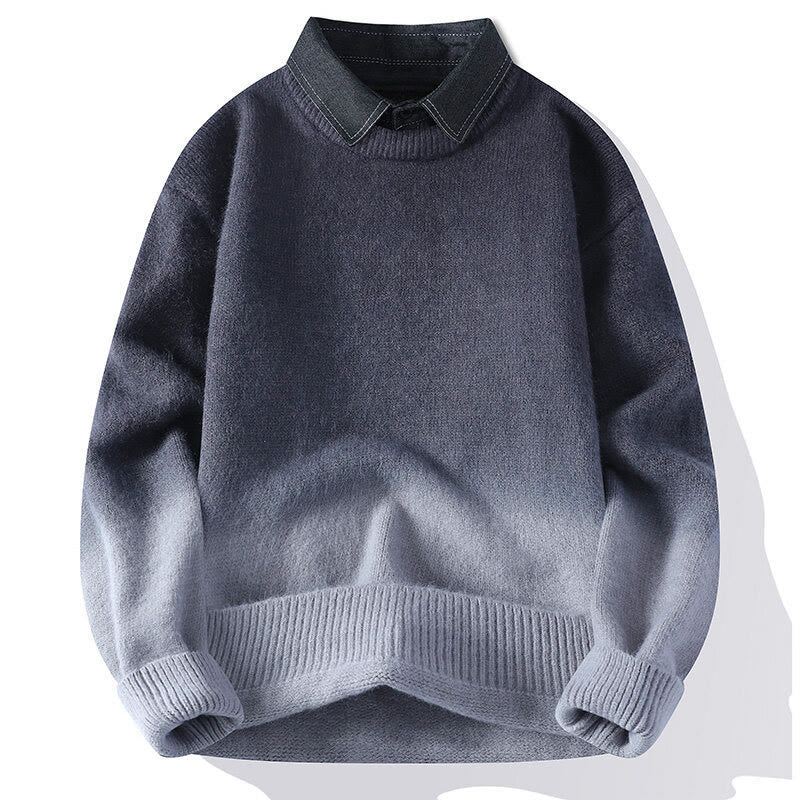 Winterpullover mit Buddha Stones, Stehkragen, Farbverlauf, warmer Herren-Langarmstrickpullover - Dunkelgrau - US/ UK/AU44, EU54 (4XL) - image 0