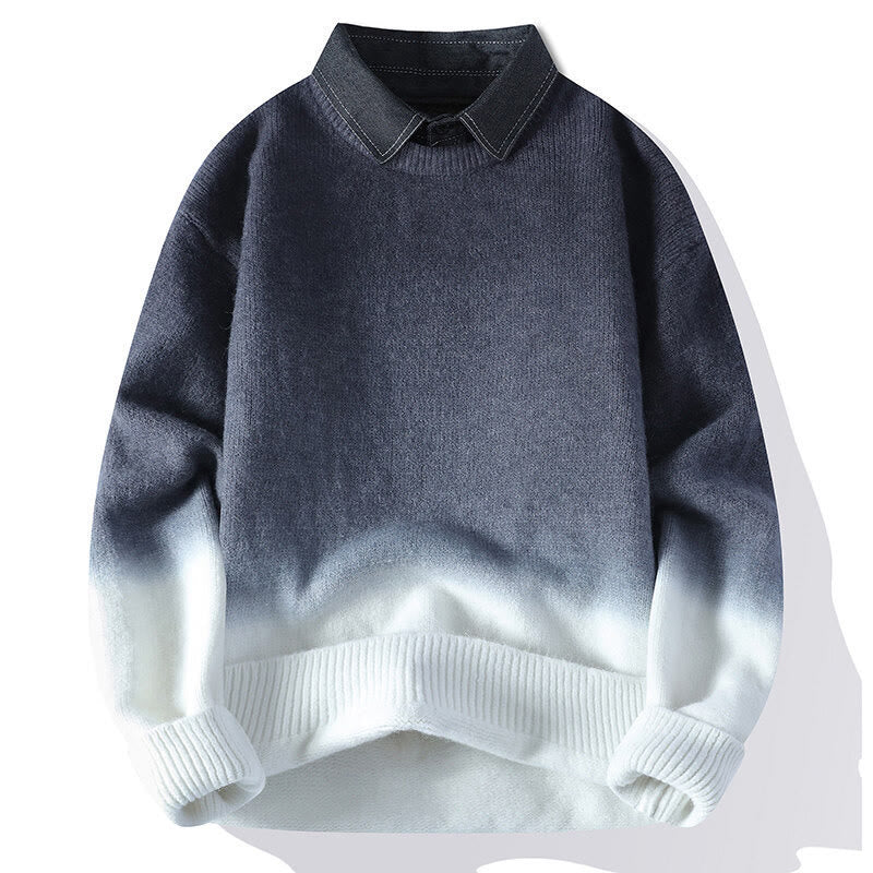 Winterpullover mit Buddha Stones, Stehkragen, Farbverlauf, warmer Herren-Langarmstrickpullover - Grau - US/ UK/AU44, EU54 (4XL) - image 1
