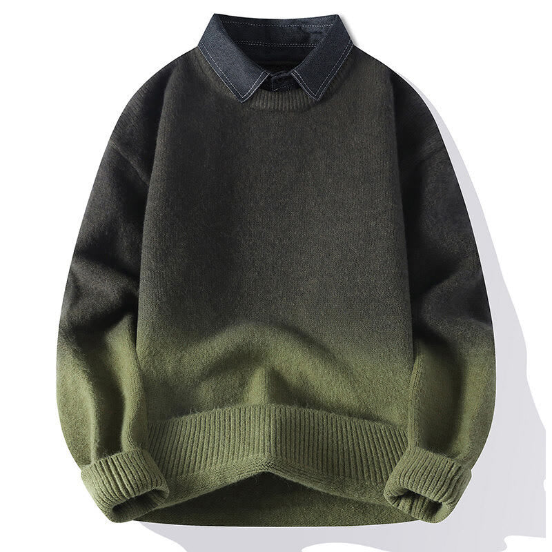 Winterpullover mit Buddha Stones, Stehkragen, Farbverlauf, warmer Herren-Langarmstrickpullover - Olivgrün - US/ UK/AU44, EU54 (4XL) - image 10
