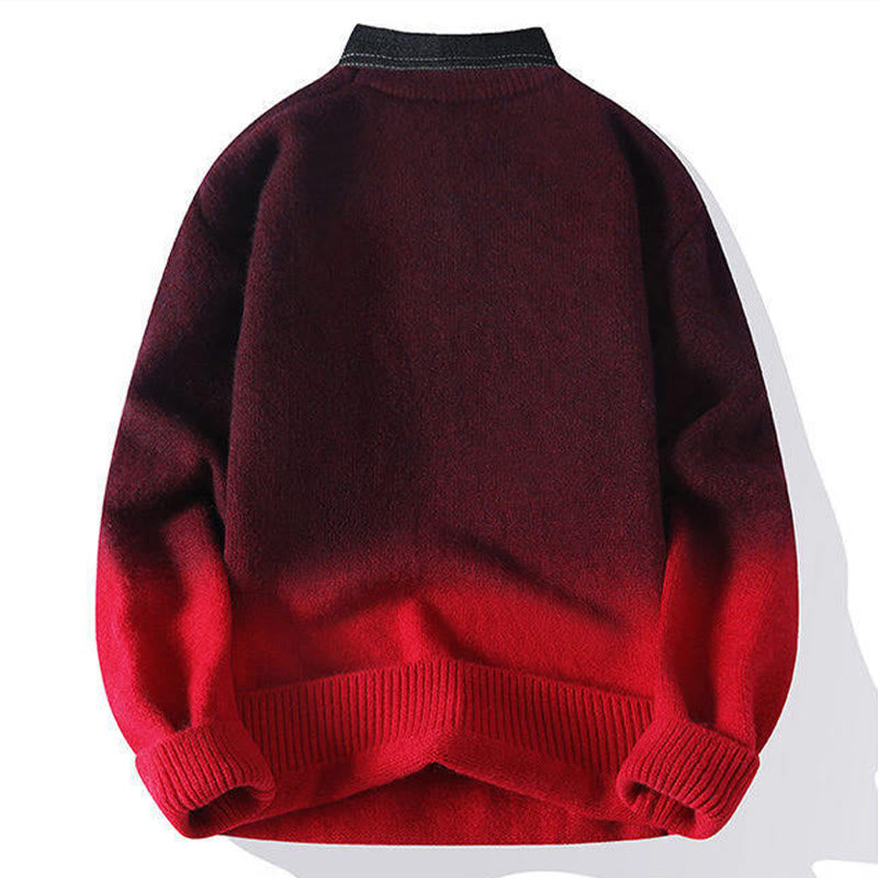Winterpullover mit Buddha Stones, Stehkragen, Farbverlauf, warmer Herren-Langarmstrickpullover - image 3