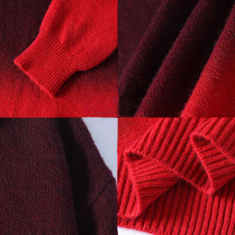 Winterpullover mit Buddha Stones, Stehkragen, Farbverlauf, warmer Herren-Langarmstrickpullover - image 8