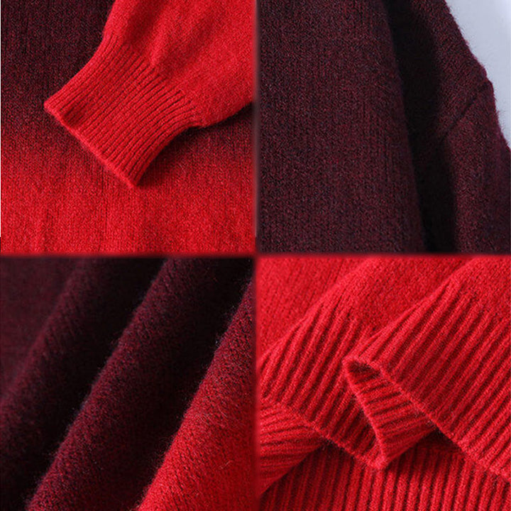 Winterpullover mit Buddha Stones, Stehkragen, Farbverlauf, warmer Herren-Langarmstrickpullover - image 9