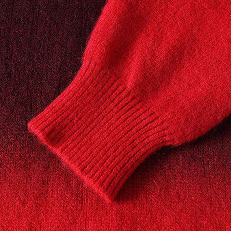 Winterpullover mit Buddha Stones, Stehkragen, Farbverlauf, warmer Herren-Langarmstrickpullover - image 4