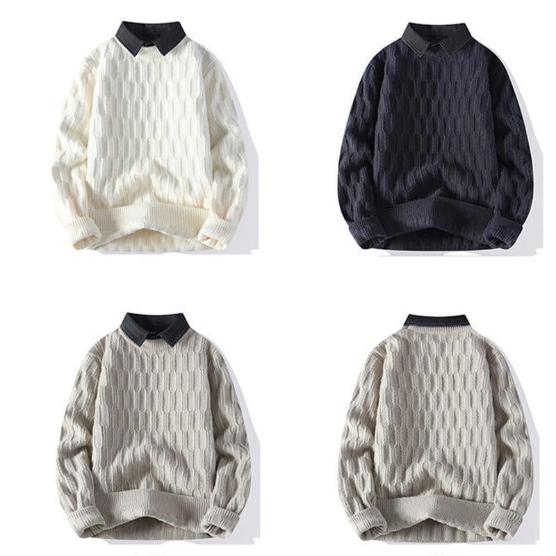 Winterpullover für Herren mit Buddha Stones, Stehkragen, Linienmuster, langen Ärmeln und warmem Design - image 10