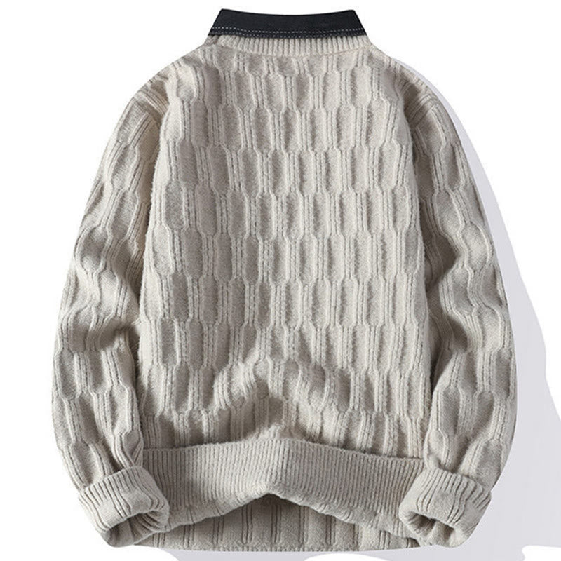 Winterpullover für Herren mit Buddha Stones, Stehkragen, Linienmuster, langen Ärmeln und warmem Design - image 1