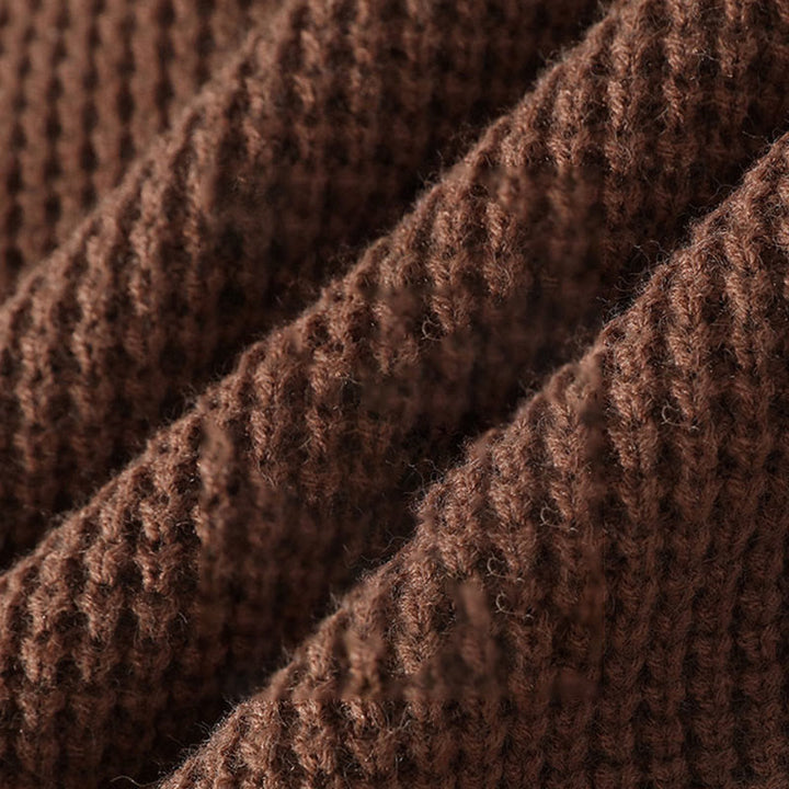 Buddha Stones Winter Schwarzer Stehkragen Waffelmuster Warmer Herren Langarm Strickpullover - image 10