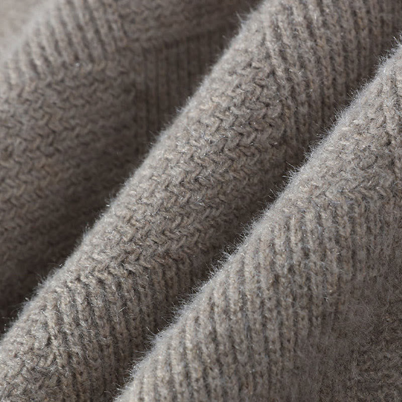 Buddha Stones Winter Schwarzer Stehkragen Karomuster Warmer Herren Langarm Strickpullover - image 3