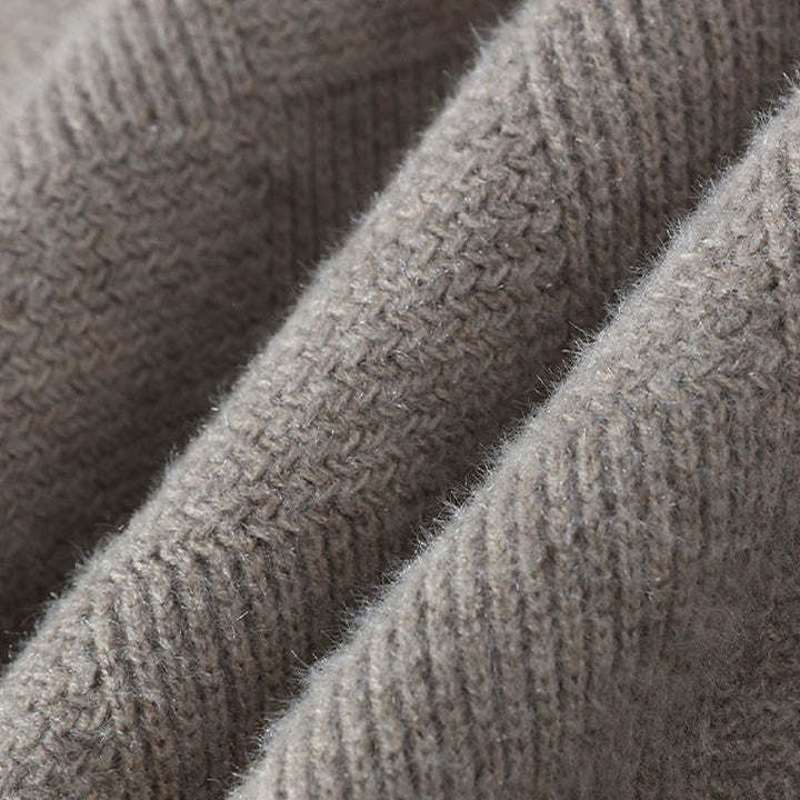 Buddha Stones Winter Schwarzer Stehkragen Karomuster Warmer Herren Langarm Strickpullover - image 3