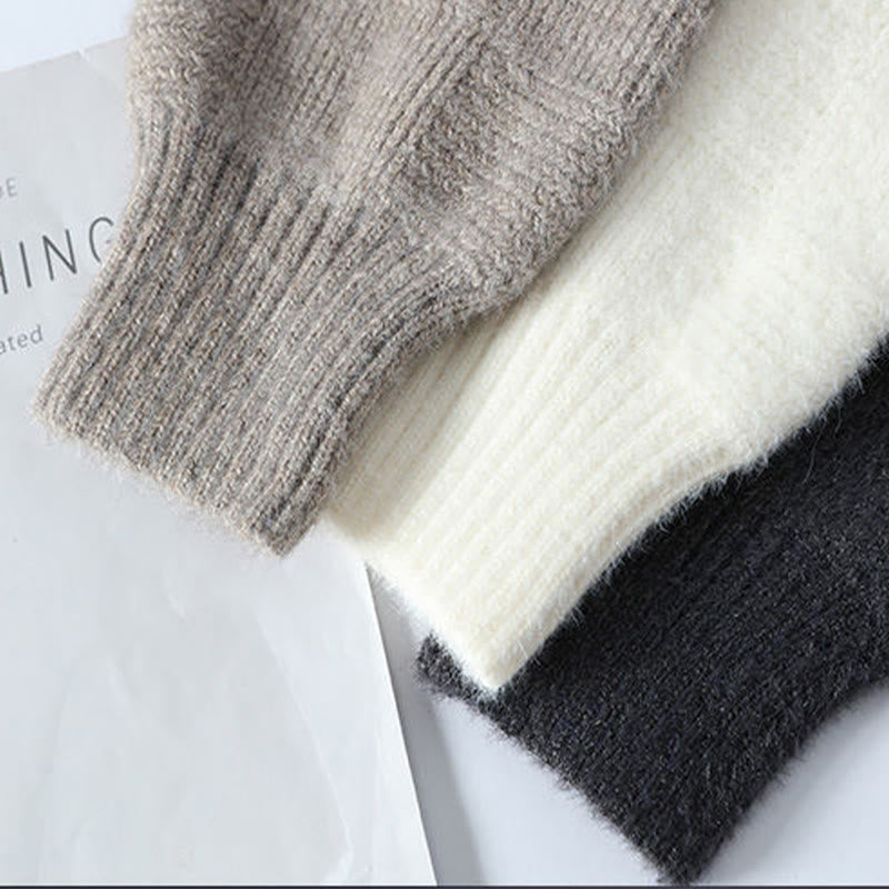 Buddha Stones Winter Schwarzer Stehkragen Karomuster Warmer Herren Langarm Strickpullover - image 8