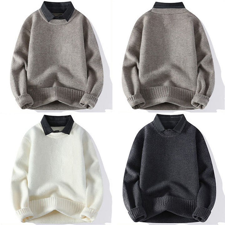 Buddha Stones Winter Schwarzer Stehkragen Karomuster Warmer Herren Langarm Strickpullover - image 10