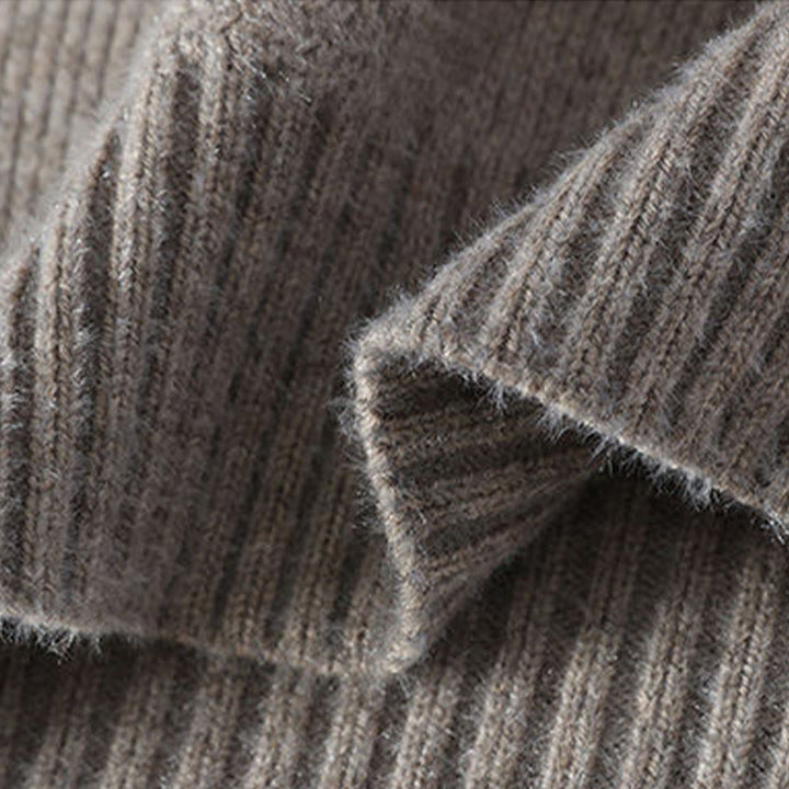 Buddha Stones Winter Schwarzer Stehkragen Karomuster Warmer Herren Langarm Strickpullover - image 2