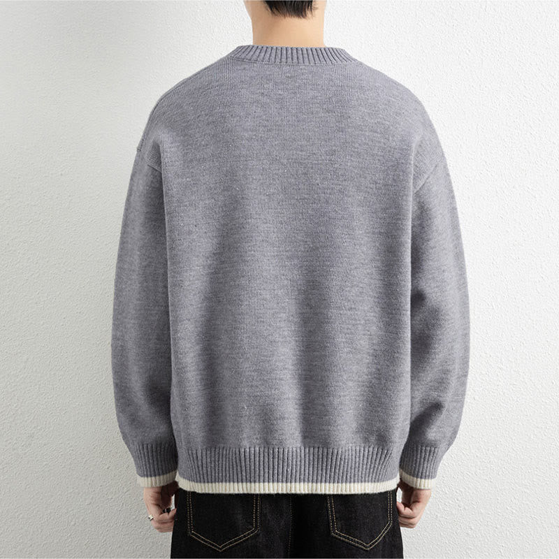 Buddha Stones ​​Winterpullover mit V-Ausschnitt, Ein-Knopf-Design, warmer Herren-Langarmstrickpullover - image 3