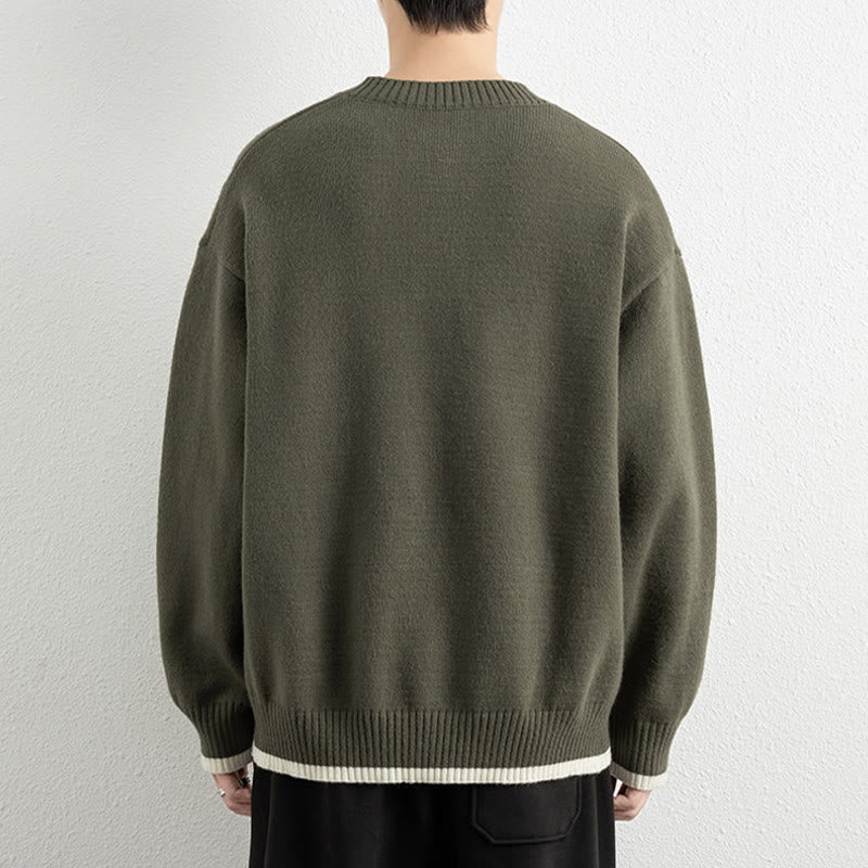 Buddha Stones ​​Winterpullover mit V-Ausschnitt, Ein-Knopf-Design, warmer Herren-Langarmstrickpullover - image 27