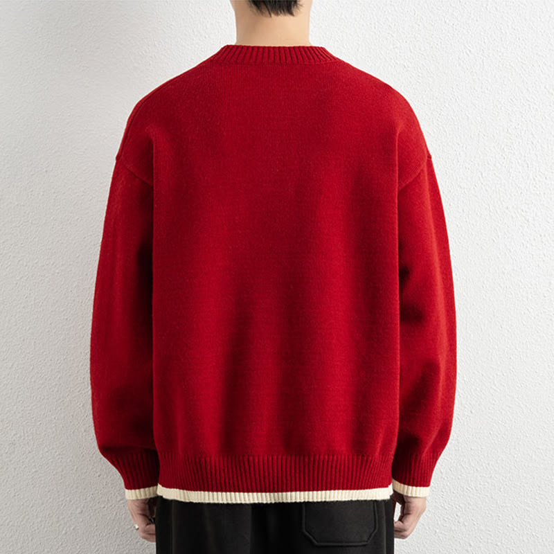 Buddha Stones ​​Winterpullover mit V-Ausschnitt, Ein-Knopf-Design, warmer Herren-Langarmstrickpullover - image 19