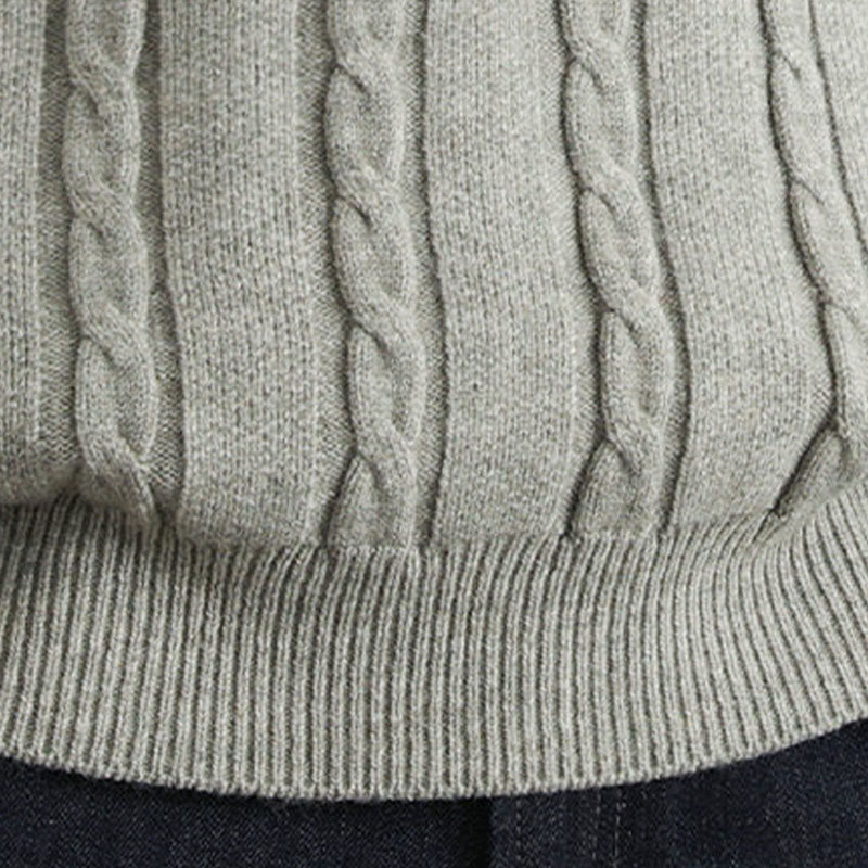 Buddha Stones ​​Winterpullover mit V-Ausschnitt, Knöpfen und gedrehtem Design, warmer Herren-Langarmstrickpullover - image 21