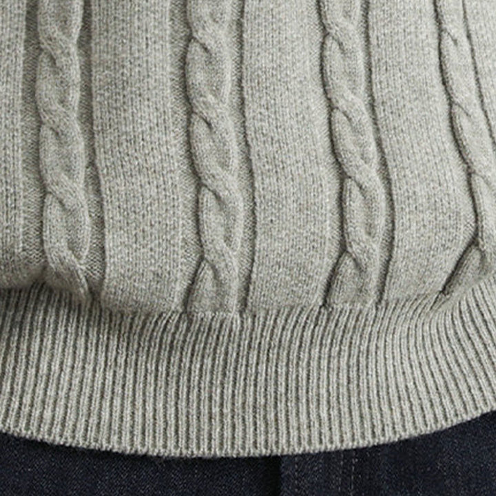 Buddha Stones ​​Winterpullover mit V-Ausschnitt, Knöpfen und gedrehtem Design, warmer Herren-Langarmstrickpullover - image 21