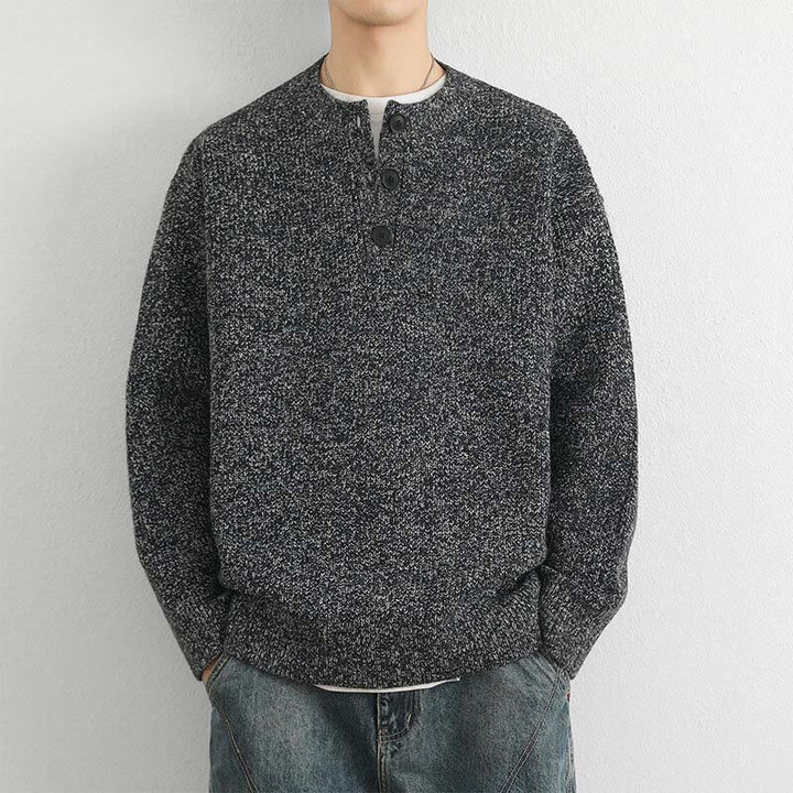 Buddha Stones Winter V-Ausschnitt Knöpfe Rippstrickdesign Warmer Herren Langarm Strickpullover - Dunkelgrau - US/UK/AU42, EU52 (3XL) - image 18
