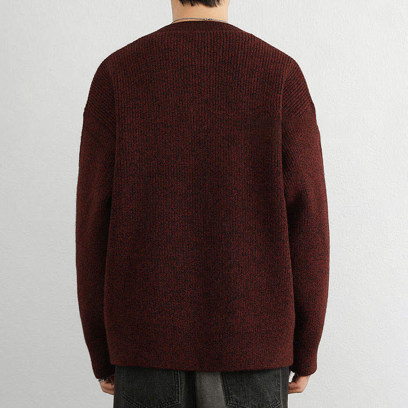 Buddha Stones Winter V-Ausschnitt Knöpfe Rippstrickdesign Warmer Herren Langarm Strickpullover - image 15