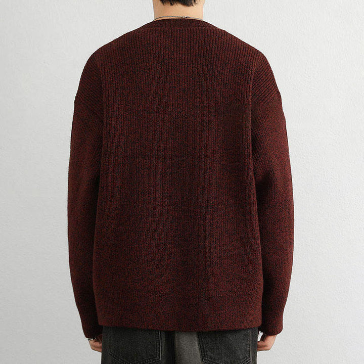 Buddha Stones Winter V-Ausschnitt Knöpfe Rippstrickdesign Warmer Herren Langarm Strickpullover - image 15