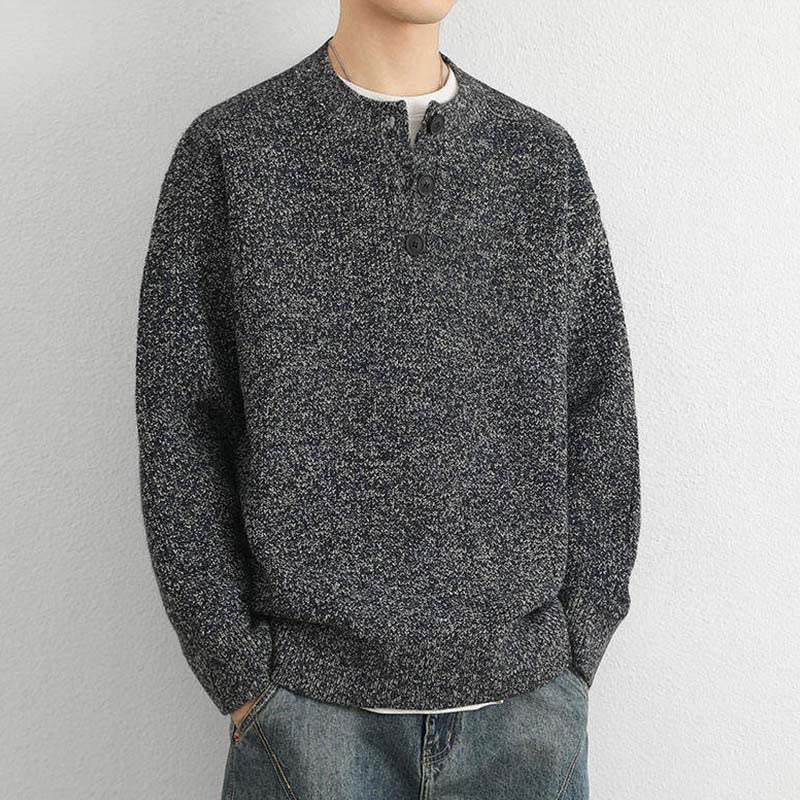 Buddha Stones Winter V-Ausschnitt Knöpfe Rippstrickdesign Warmer Herren Langarm Strickpullover - image 19