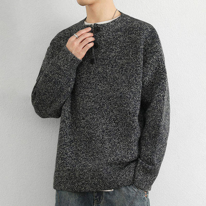 Buddha Stones Winter V-Ausschnitt Knöpfe Rippstrickdesign Warmer Herren Langarm Strickpullover - image 20
