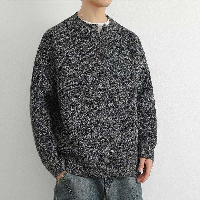 Buddha Stones Winter V-Ausschnitt Knöpfe Rippstrickdesign Warmer Herren Langarm Strickpullover - image 22