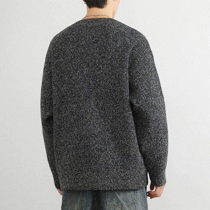 Buddha Stones Winter V-Ausschnitt Knöpfe Rippstrickdesign Warmer Herren Langarm Strickpullover - image 21