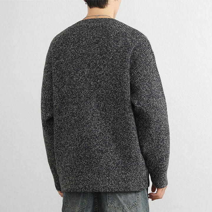 Buddha Stones Winter V-Ausschnitt Knöpfe Rippstrickdesign Warmer Herren Langarm Strickpullover - image 21