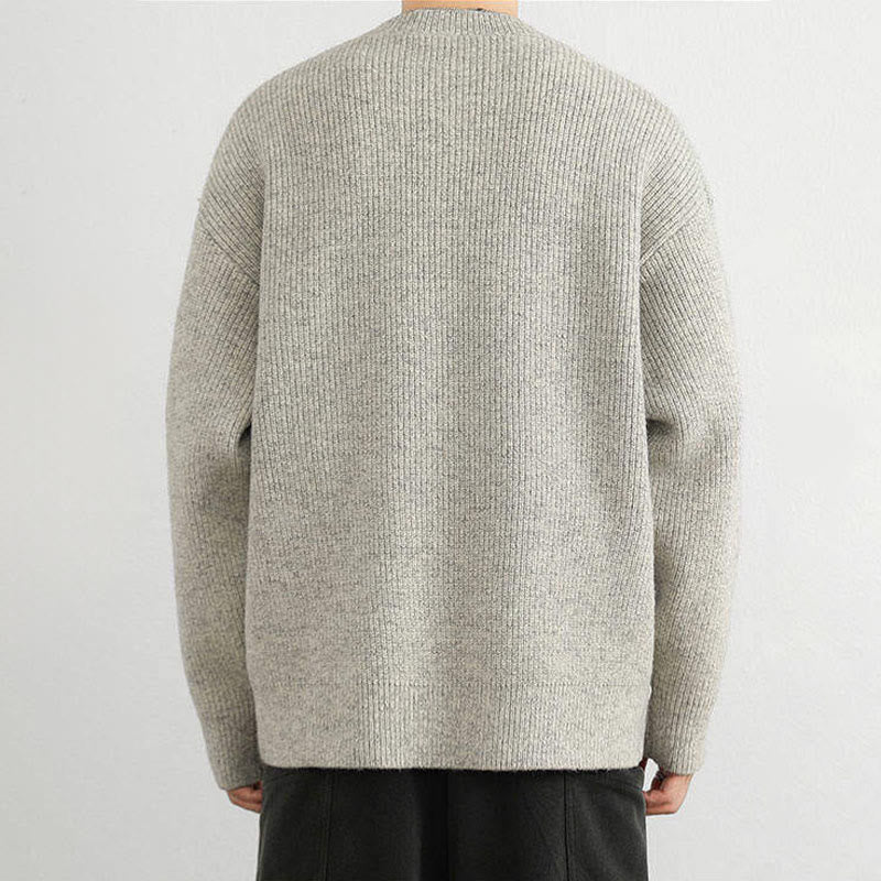 Buddha Stones Winter V-Ausschnitt Knöpfe Rippstrickdesign Warmer Herren Langarm Strickpullover - image 8