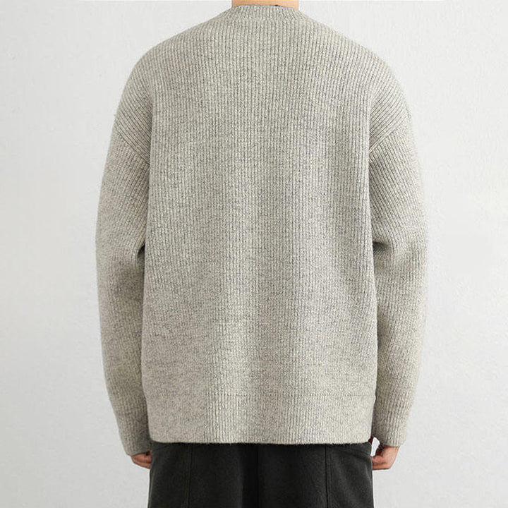 Buddha Stones Winter V-Ausschnitt Knöpfe Rippstrickdesign Warmer Herren Langarm Strickpullover - image 8