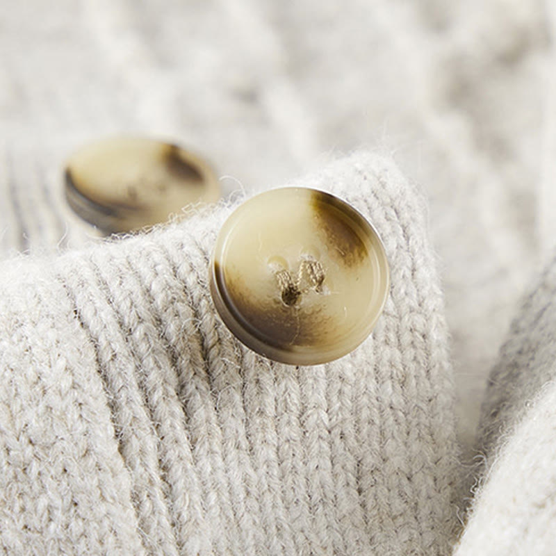 Buddha Stones Winterpullover mit Rundhalsausschnitt, drei Knöpfen und gedrehtem Design, warmer Herren-Langarmstrickpullover - image 7