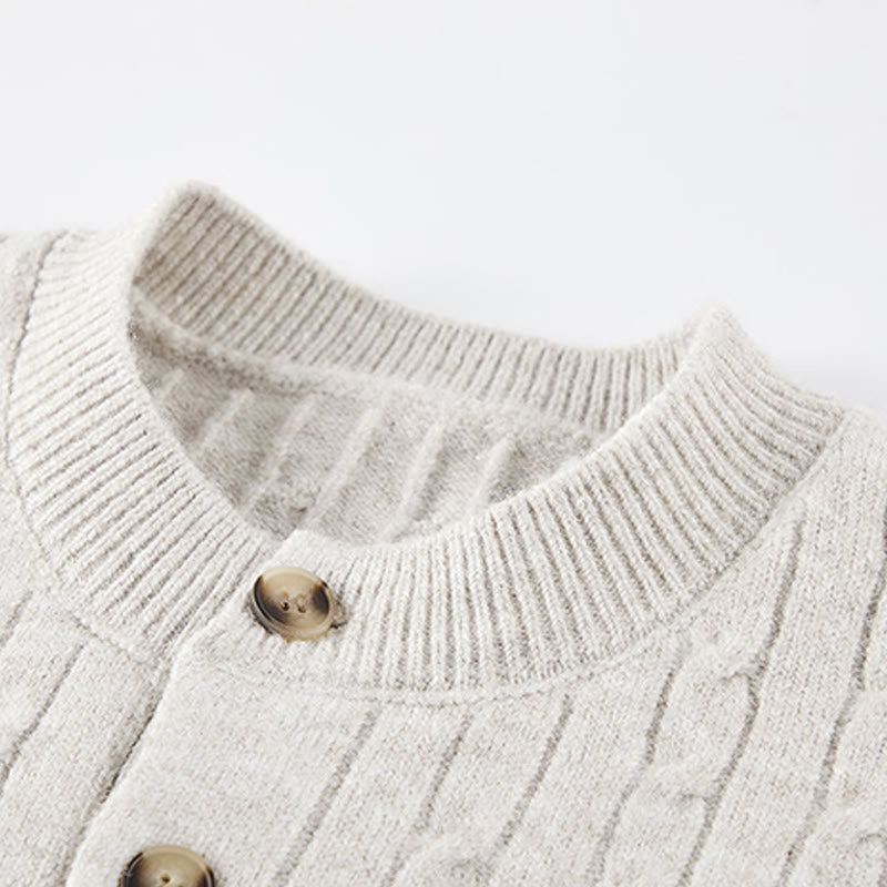 Buddha Stones Winterpullover mit Rundhalsausschnitt, drei Knöpfen und gedrehtem Design, warmer Herren-Langarmstrickpullover - image 6