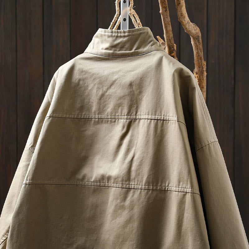 Buddha Stones Herbstknöpfe Langarm Mid-lange Baumwolljacke für Damen mit Taschen - image 5