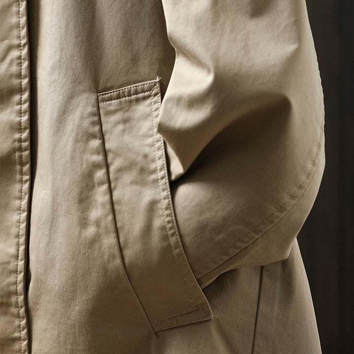 Buddha Stones Herbstknöpfe Langarm Mid-lange Baumwolljacke für Damen mit Taschen - image 9