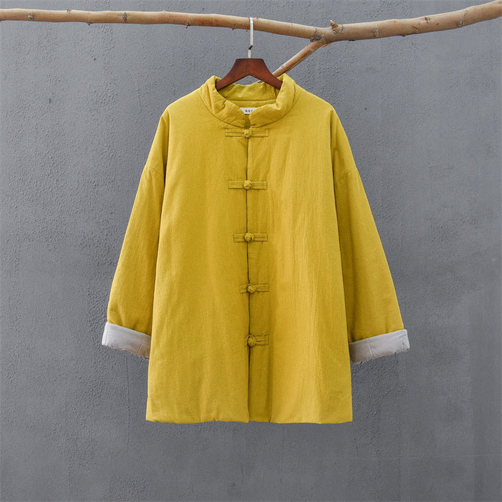 Buddha Stones Winter Solid Frog-Button Langarm-Thermojacke aus Baumwolle für Damen mit Taschen - image 10