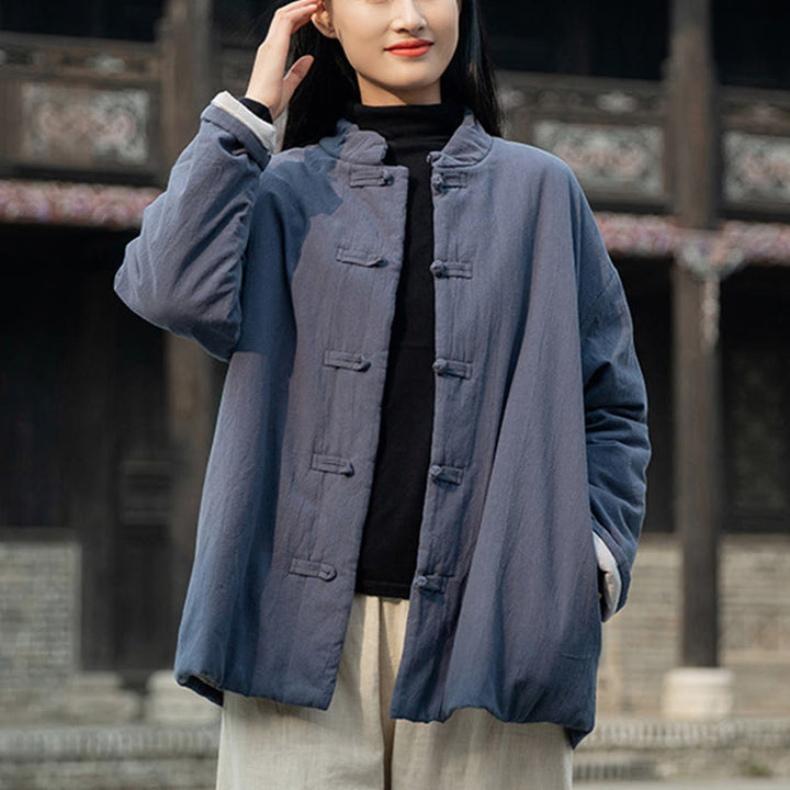 Buddha Stones Winter Solid Frog-Button Langarm-Thermojacke aus Baumwolle für Damen mit Taschen - image 28