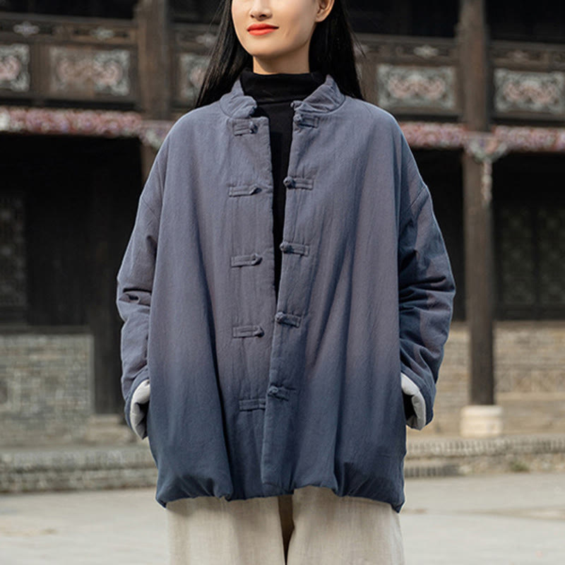 Buddha Stones Winter Solid Frog-Button Langarm-Thermojacke aus Baumwolle für Damen mit Taschen - image 30