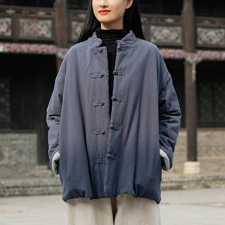 Buddha Stones Winter Solid Frog-Button Langarm-Thermojacke aus Baumwolle für Damen mit Taschen - image 30