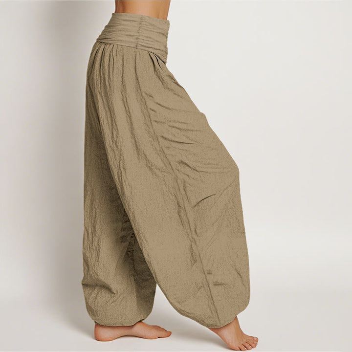 Buddha Stones Baumwoll-Haremshose in Beige, einfarbig, mit elastischem Bund für Damen - image 2