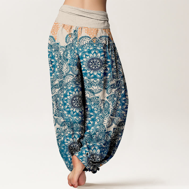 Buddha Stones Haremshose aus reiner Baumwolle mit dreieckigem Mandala-Muster für Damen, elastische Taille - image 7