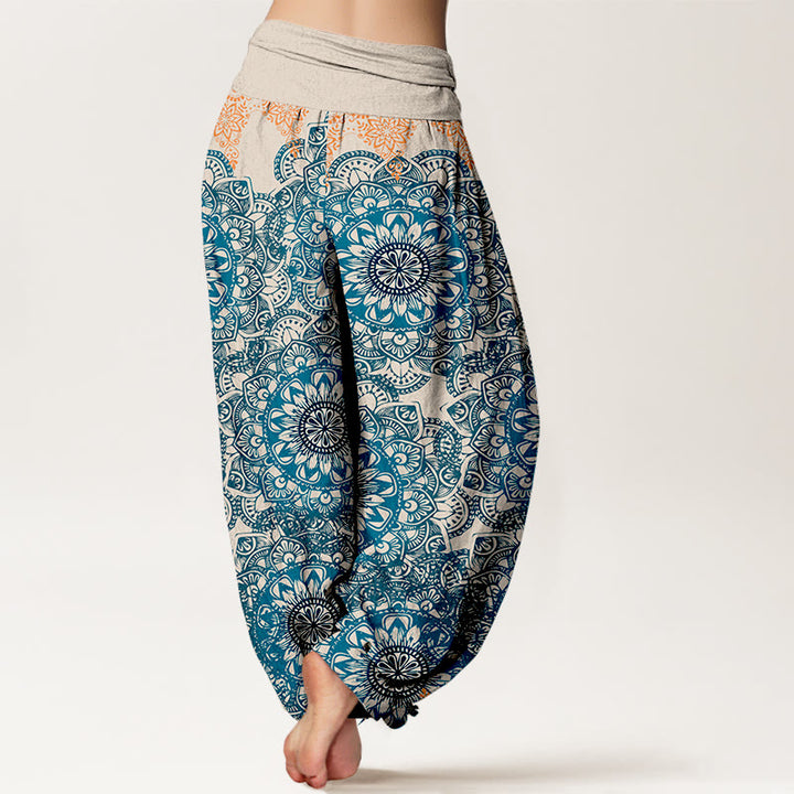 Buddha Stones Haremshose aus reiner Baumwolle mit dreieckigem Mandala-Muster für Damen, elastische Taille - image 7
